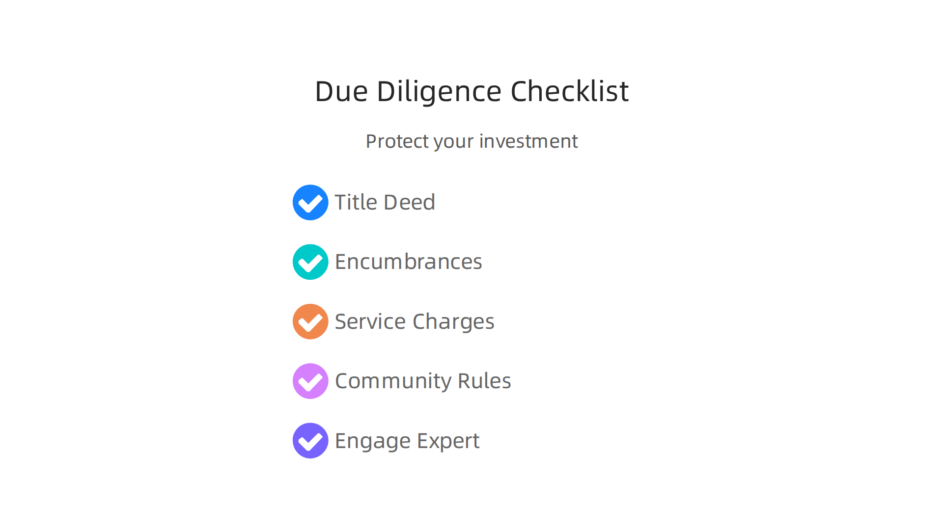 An infographic outlining essential due diligence steps to protect property investment in Dubai.