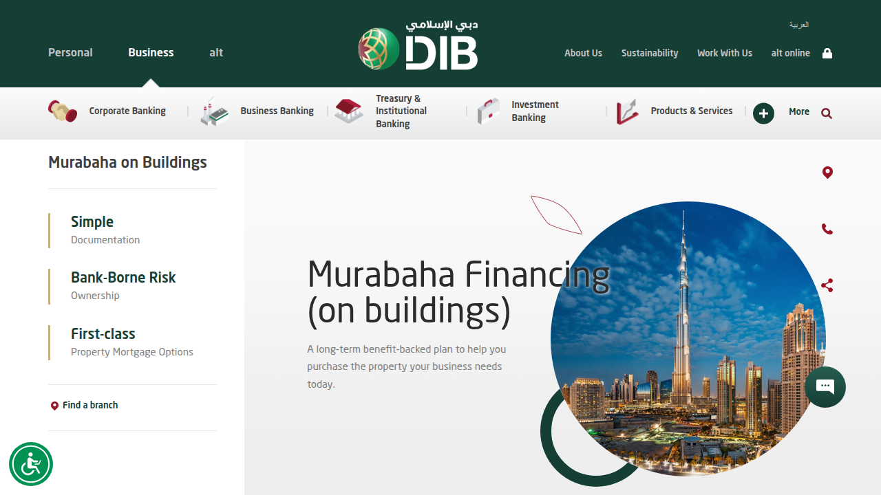 Dubai Islamic Bank provides specific Murabaha programs for commercial buildings, offering fixed profit rates and flexible repayment options.