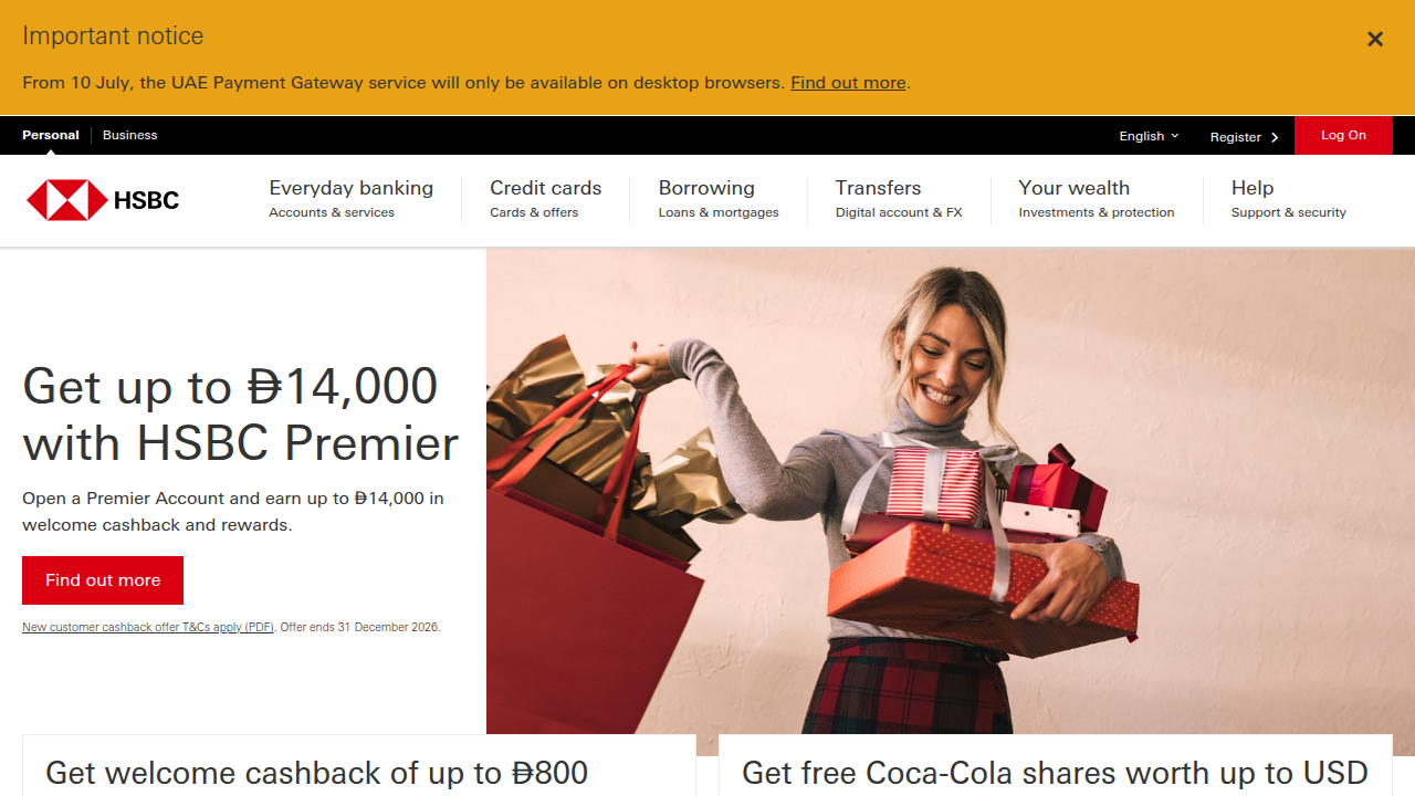 Stay informed on EIBOR rates and banking services through HSBC UAE's official website.