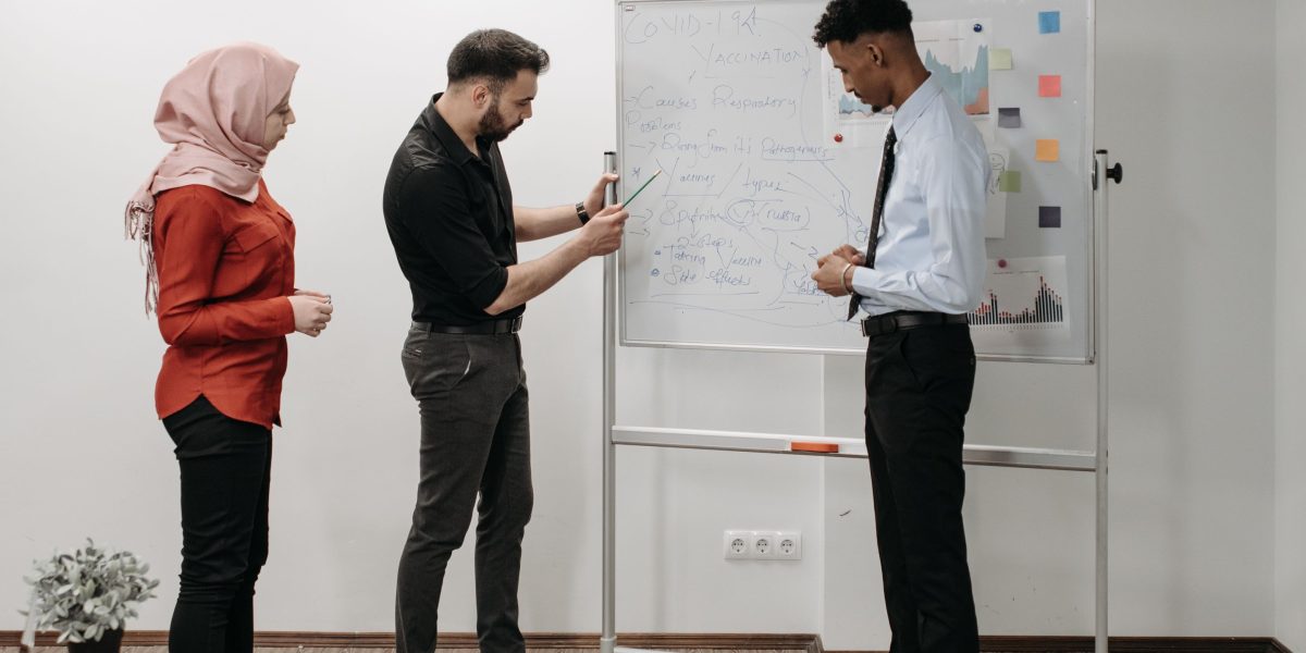 A team collaborating on a long-term business strategy.