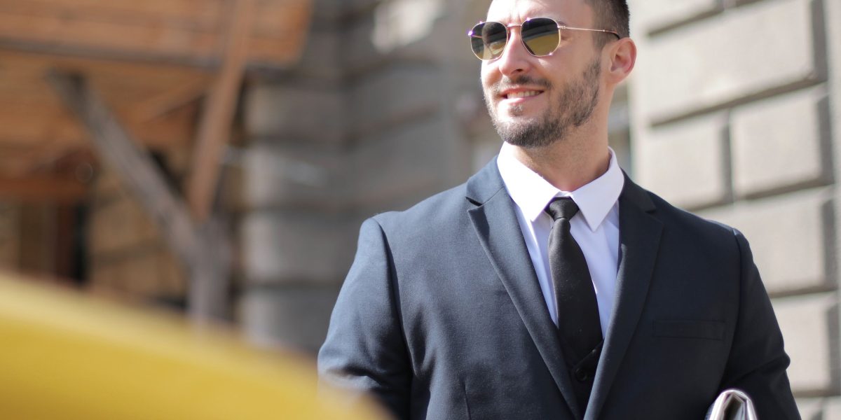 A confident professional after a successful business meeting.