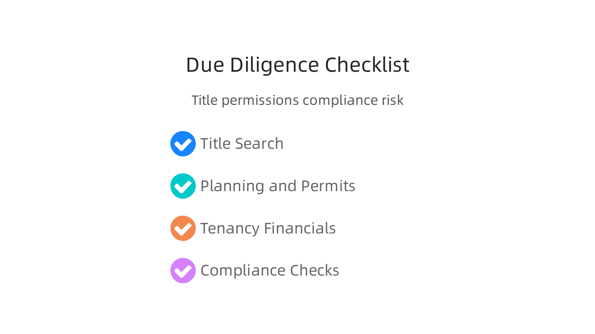 Essential checks performed during commercial property due diligence to uncover potential issues.